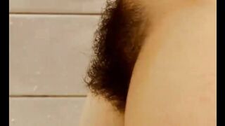 beautiful blonde teen with dark hairy pussy showering, p2