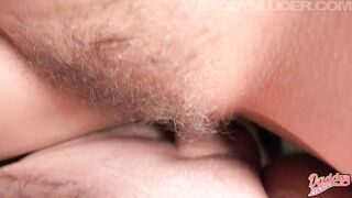 Surprising squirt while masturbating his cock