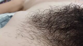 Hot couple cums on tits, hairy pussy, big ass. Amateur couple orgasm terrible woman. Sexy wife with hairy pussy