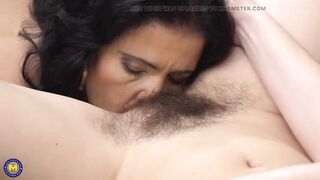 Unshaved MILF Adelis Shaman Gets Her Super Hairy Pussy Eaten by Montse Swinger
