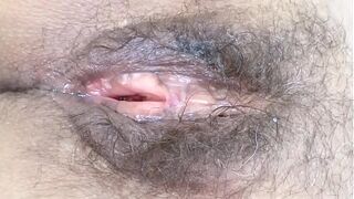 I show off my big hairy pussy after fucking and getting cumshots inside 9394483