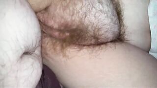 rubbing wifes hairy pussy, she rubs her own pussy,ass fuck