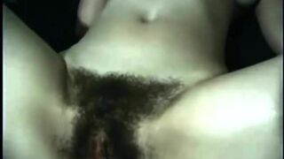 Touching and feeling big hairy bush